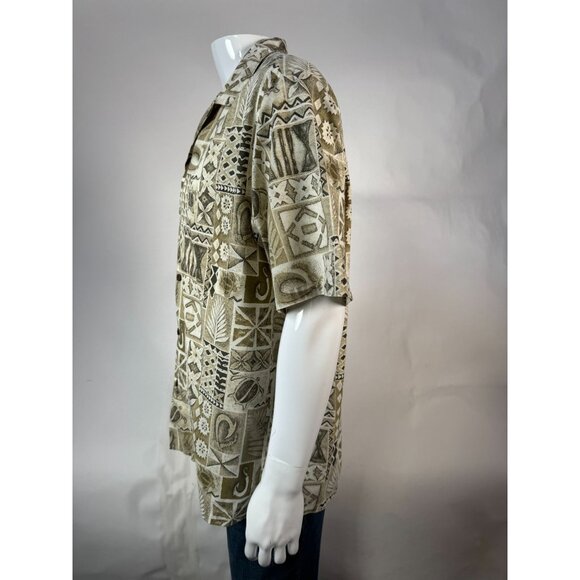 Ho Aloha Made In Hawaii Mens Beige Hawaiian Shirt - Picture 13 of 16